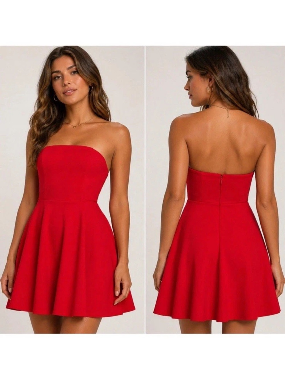 Lulus Strapless Red Fit-and-Flare Dress‎